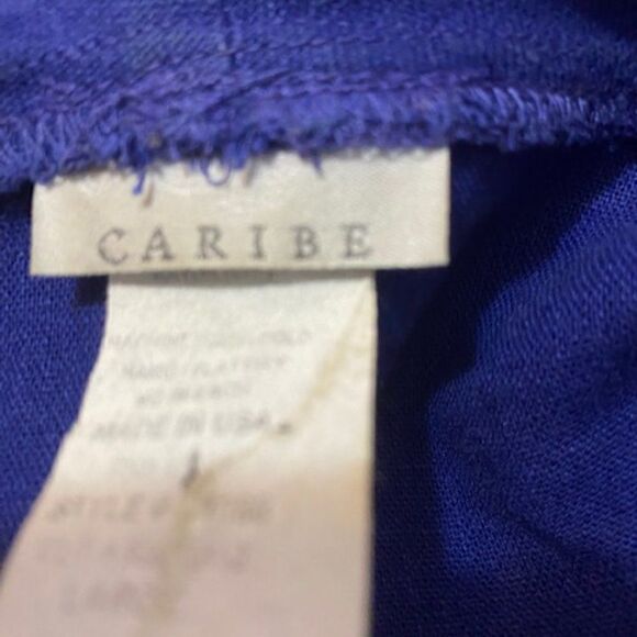 Caribe Vintage Royal Blue Limen Blend Cowl Neck top, size L - Picture 3 of 3